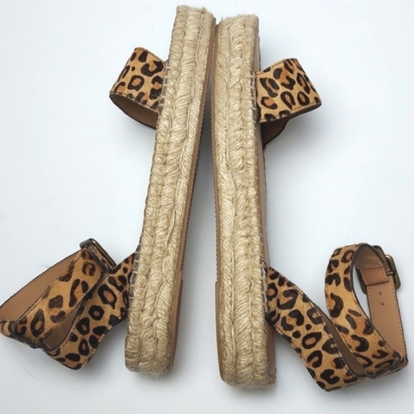Soludos Flatform Cadiz Sandals in Leopard Calf Hair Platform Espadrilles Size 11 - Picture 6 of 16